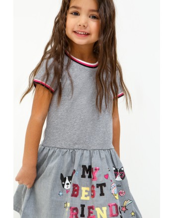 Купить Платье детское для девочек Inga светло-серый (20220200237)