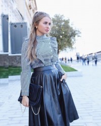 Юбка из экокожи с завышенной талией (С А1) купить в интернет магазине одежды Brand Mix Krasnodar
