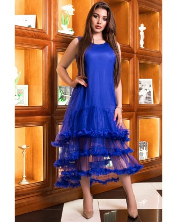 Платье каскадное синее (В 4 Мэри) - высокое качество.