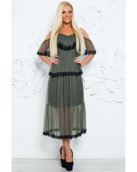 Платье из синего гипюра (L000094) купить в интернет магазине одежды Brand Mix Krasnodar