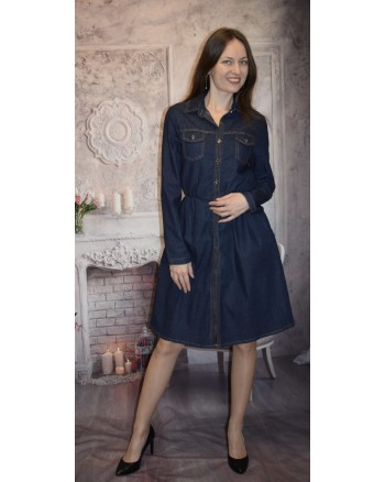 Платье джинсовое размер от 50 (PLT - A017) - высокое качество.