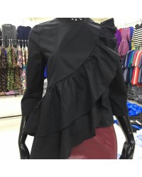 Блуза черная с воланом (BL - 008) купить в интернет магазине одежды Brand Mix Krasnodar