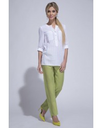 Брюки женские белые в синюю полоску вертикальную (BR - 009) купить в интернет магазине одежды Brand Mix Krasnodar