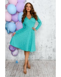 Платье с запахом с кружевной вставкой голубое (1130) купить в интернет магазине одежды Brand Mix Krasnodar