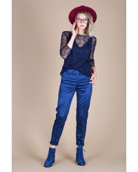 Брюки из синего атласа (49912) купить в интернет магазине одежды Brand Mix Krasnodar