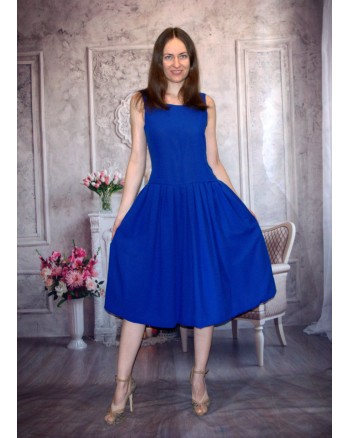 Платье коктельное синее (L000009) - высокое качество.