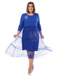 Платье - трапеция синее (L000061) купить в интернет магазине одежды Brand Mix Krasnodar